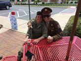 T5 Harold Billow, Malmedy Massacre Survivor and Vol. Hain-Matson have Ice cream after the Mount Joy parade.