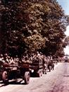 383837355 32ND Field Artillery Bn, the B Co to the left (Dodge) and the C Co to right (GMC+105mm HM2) belonging to the 1ST US ID